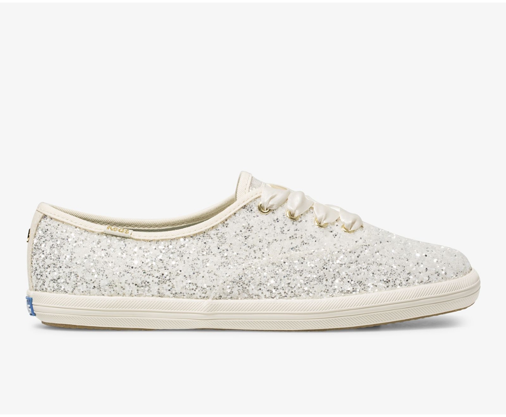 Zapatillas Keds Mujer Blancas - Kate Spade New York Champion Glitter - 180-JTEFUN